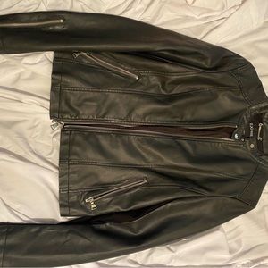 black leather jacket